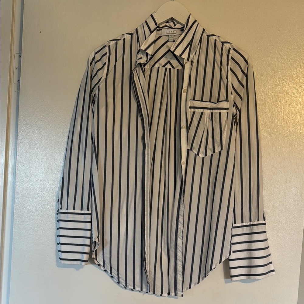 AYR Blue and White Striped Button Down Shirt